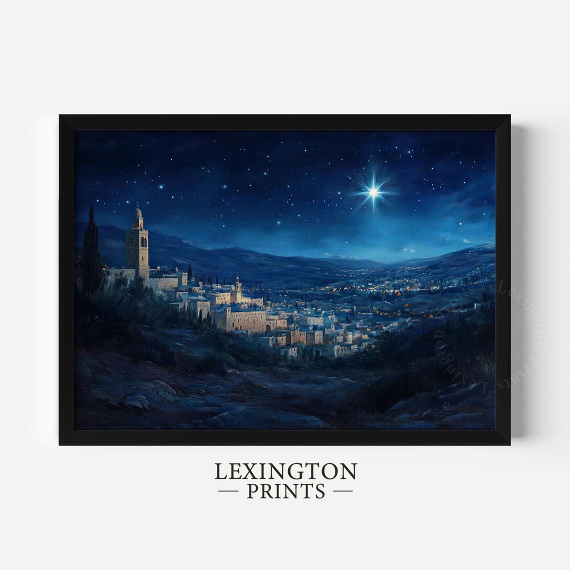 Bethlehem Starry Night Nativity Town Christmas Painting Poster - Image 5