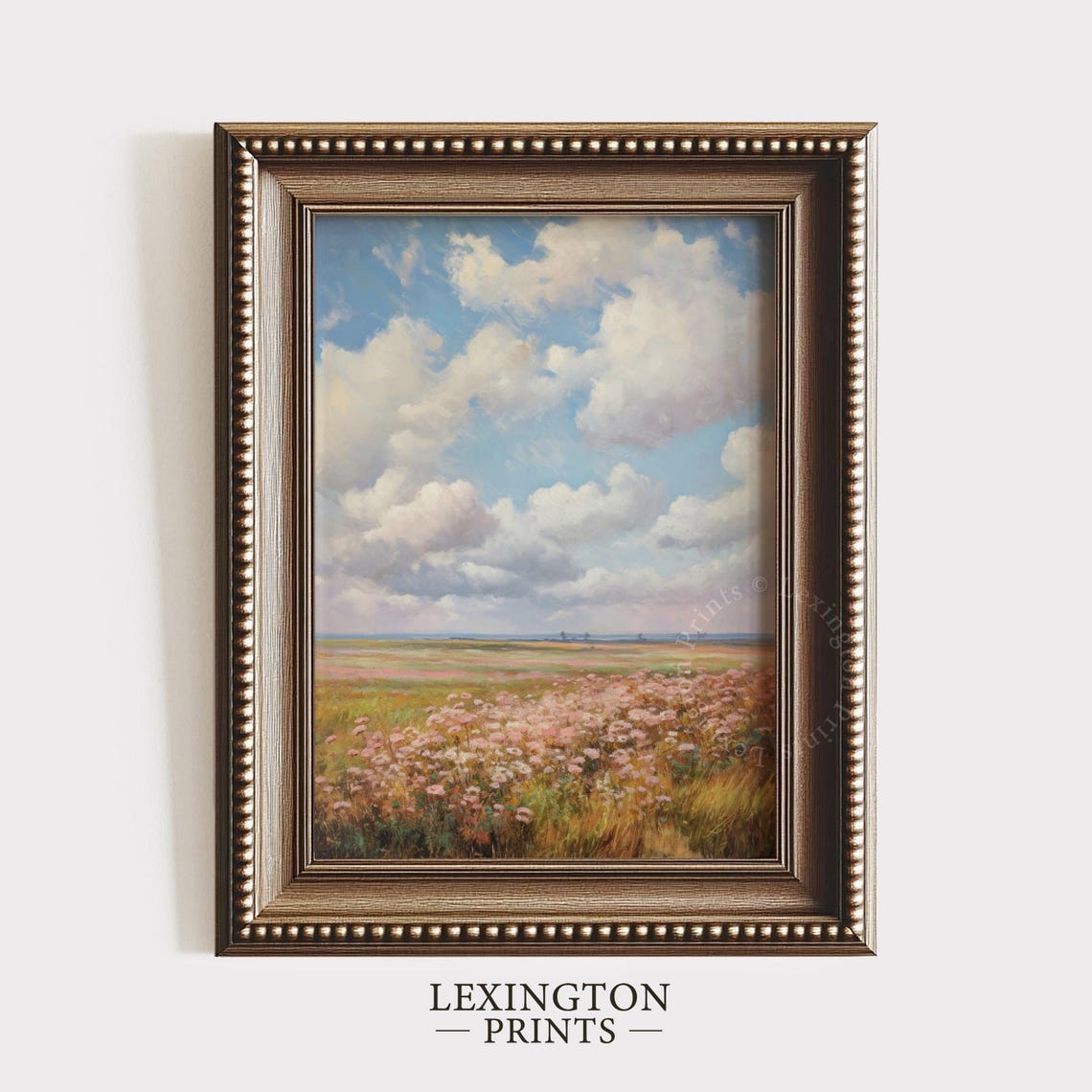Wildflower Meadow Field Blue Sky Clouds Vintage Spring Painting Poster - Image 5