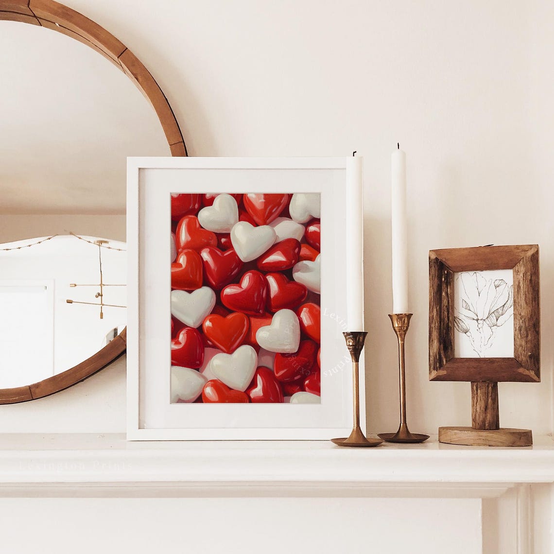 Glossy Red White Candy Hearts Valentine Day Romance Bedroom Poster - Image 2