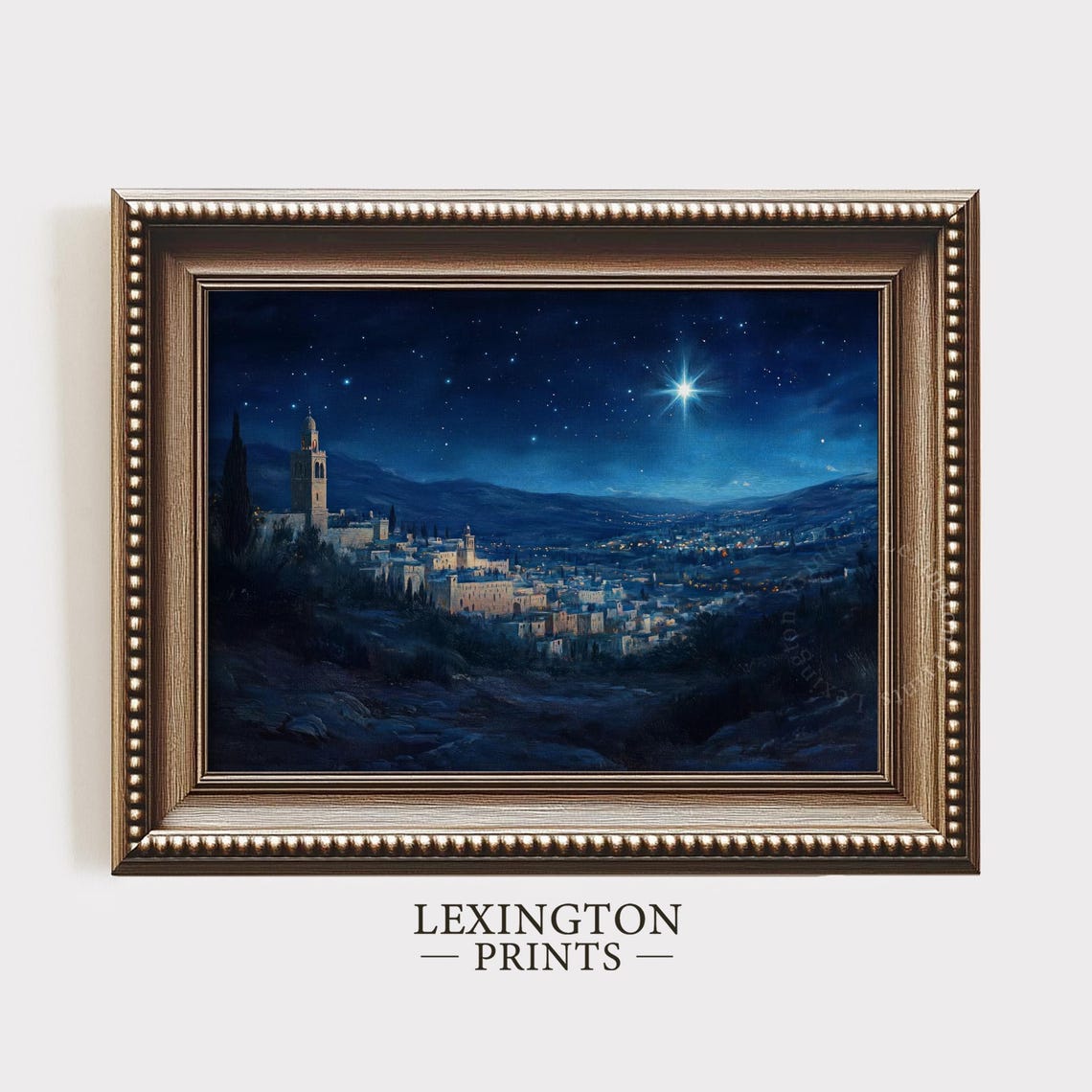 Bethlehem Starry Night Nativity Town Christmas Painting Poster - Image 3
