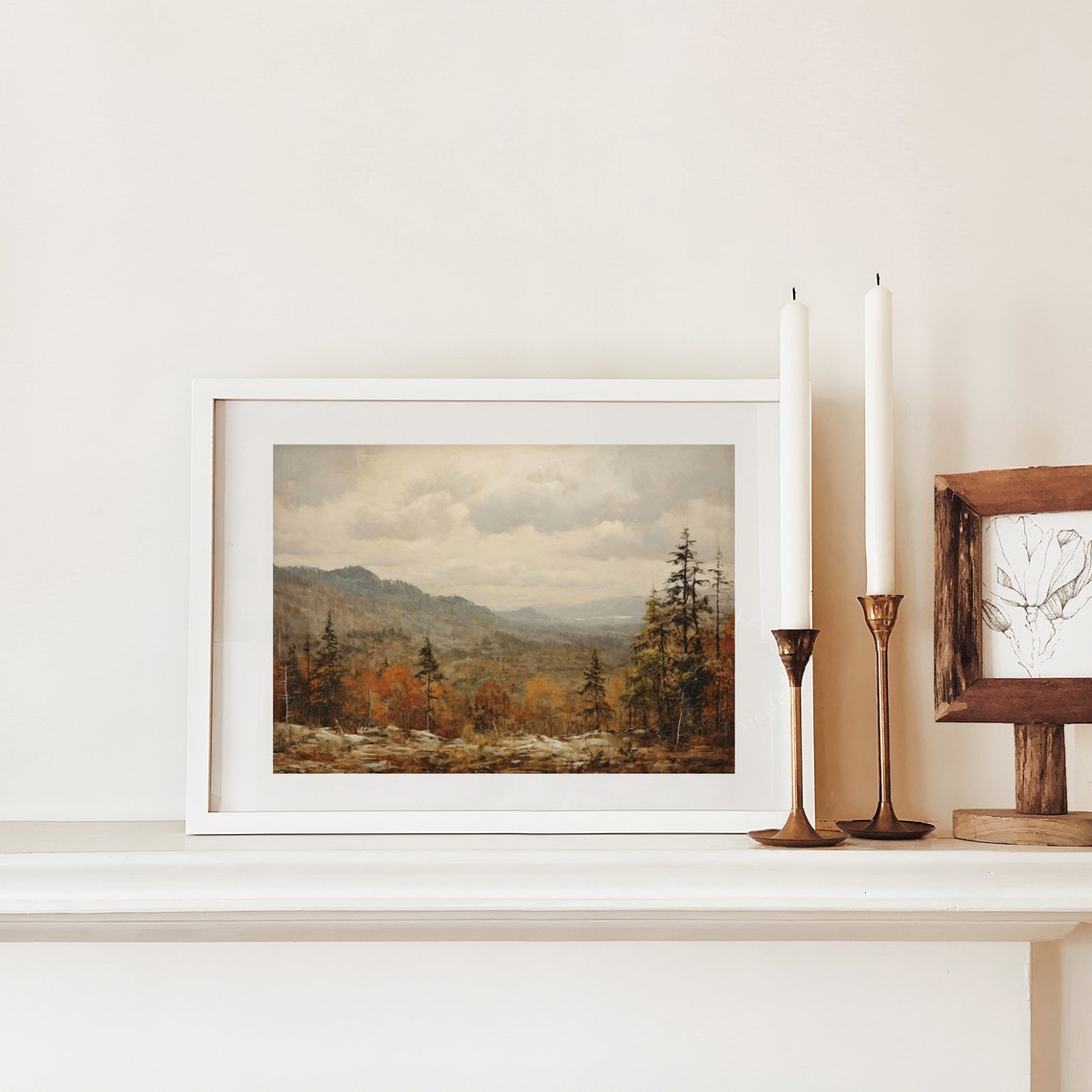 Autumn Mountain Valley Fall Foliage Vintage Oil Painting Poster - Image 2