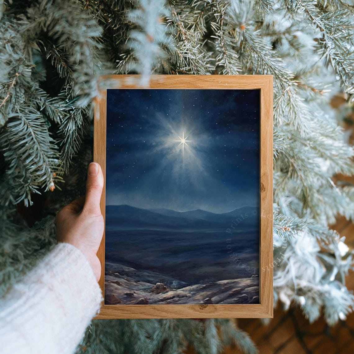 Christmas Star Christian Wall Art Christian Cross Art Christmas Wall Art Christmas Print Oil Painting Christian Jesus Art Nativity Star 395 - Image 8