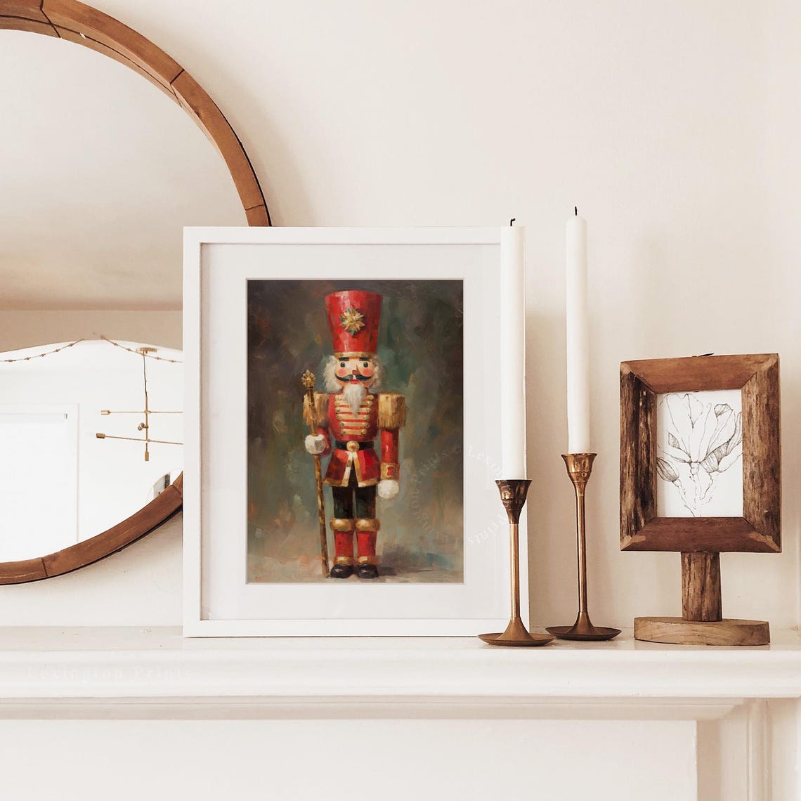 Red Nutcracker Soldier Vintage Christmas Holiday Painting Poster - Image 2