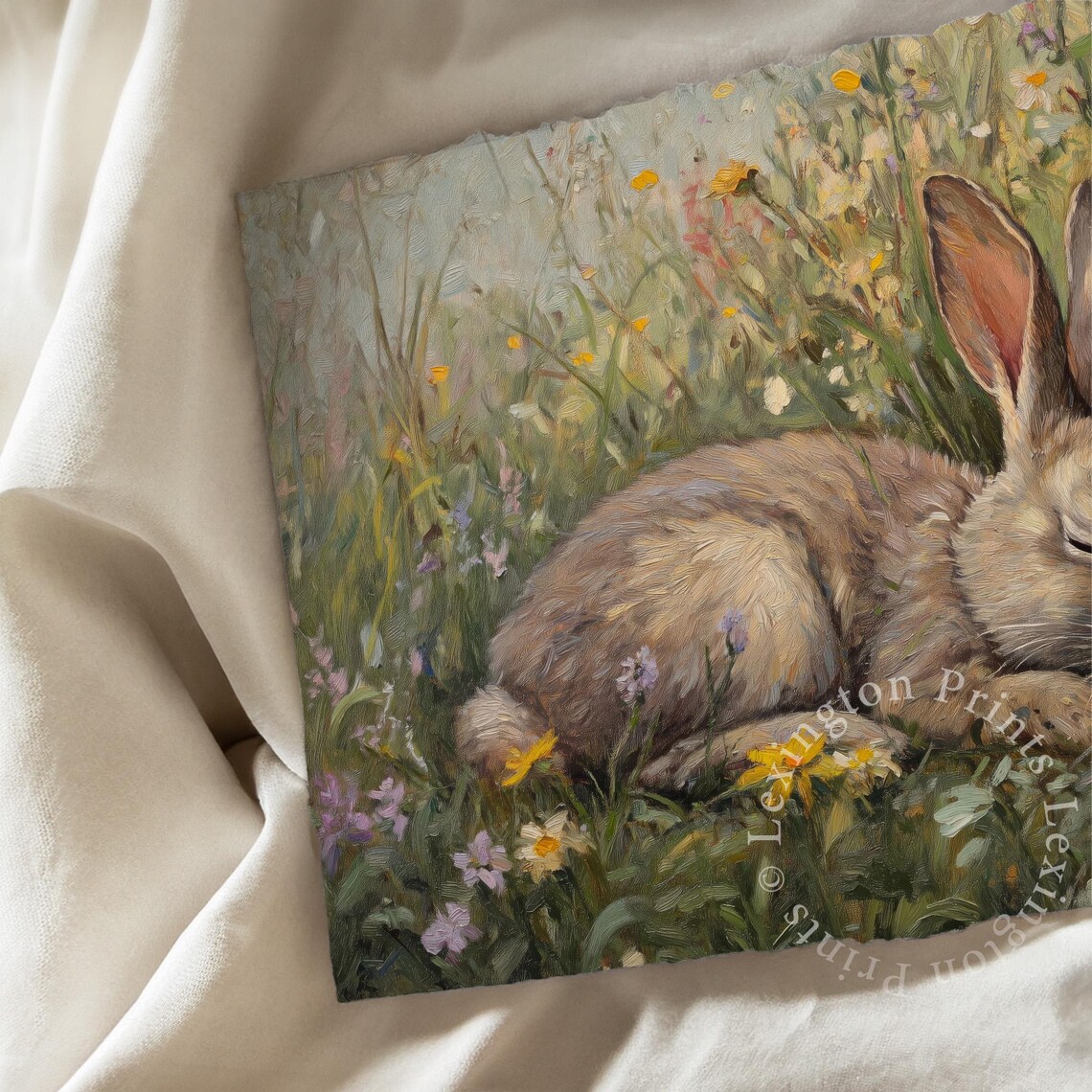 Sleeping Bunny Spring Wall Art, Wildflower Field Decor - Image 7