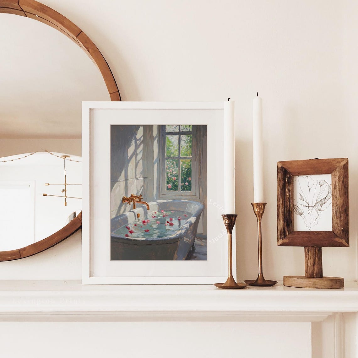 Sunlit Bathtub With Rose Petals by Garden Window Spa Art Print - Image 5