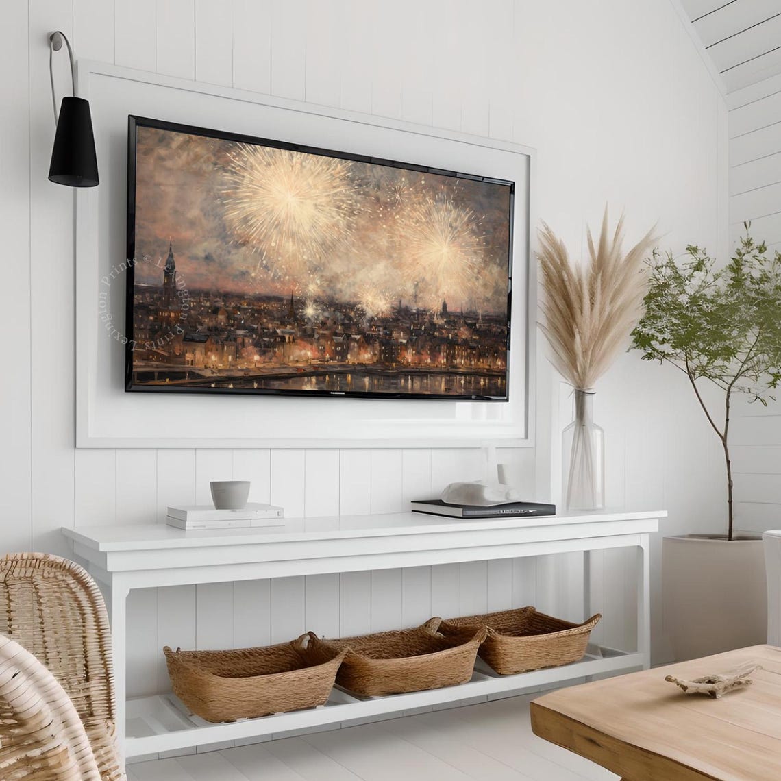 New Year Frame Tv Art New Years Party Art Fireworks Art Tv Frame New Year Holiday Decor Vintage New Years Eve Art Farmhouse 533 - Image 7