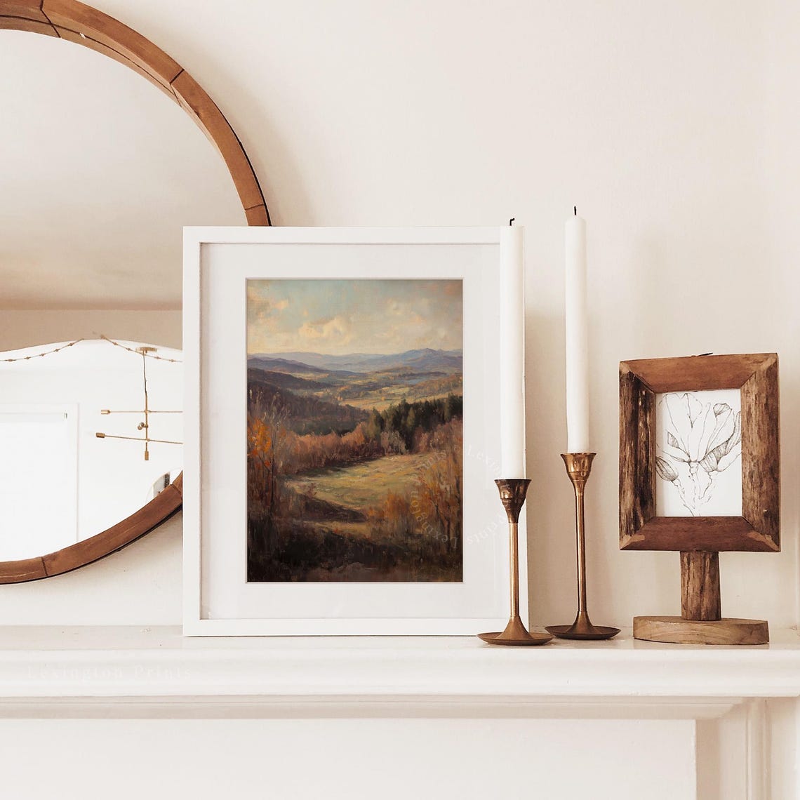 Autumn Mountain Valley Overlook Warm Light Oil Painting Scenic Poster - Image 7