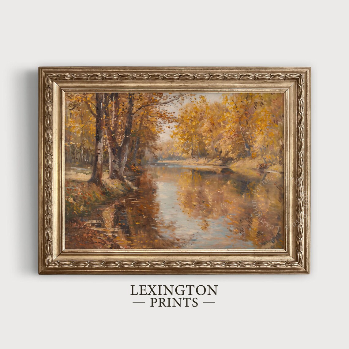 Golden Autumn Trees Mirrored In Calm River Classic Fall Landscape Poster - Image 4