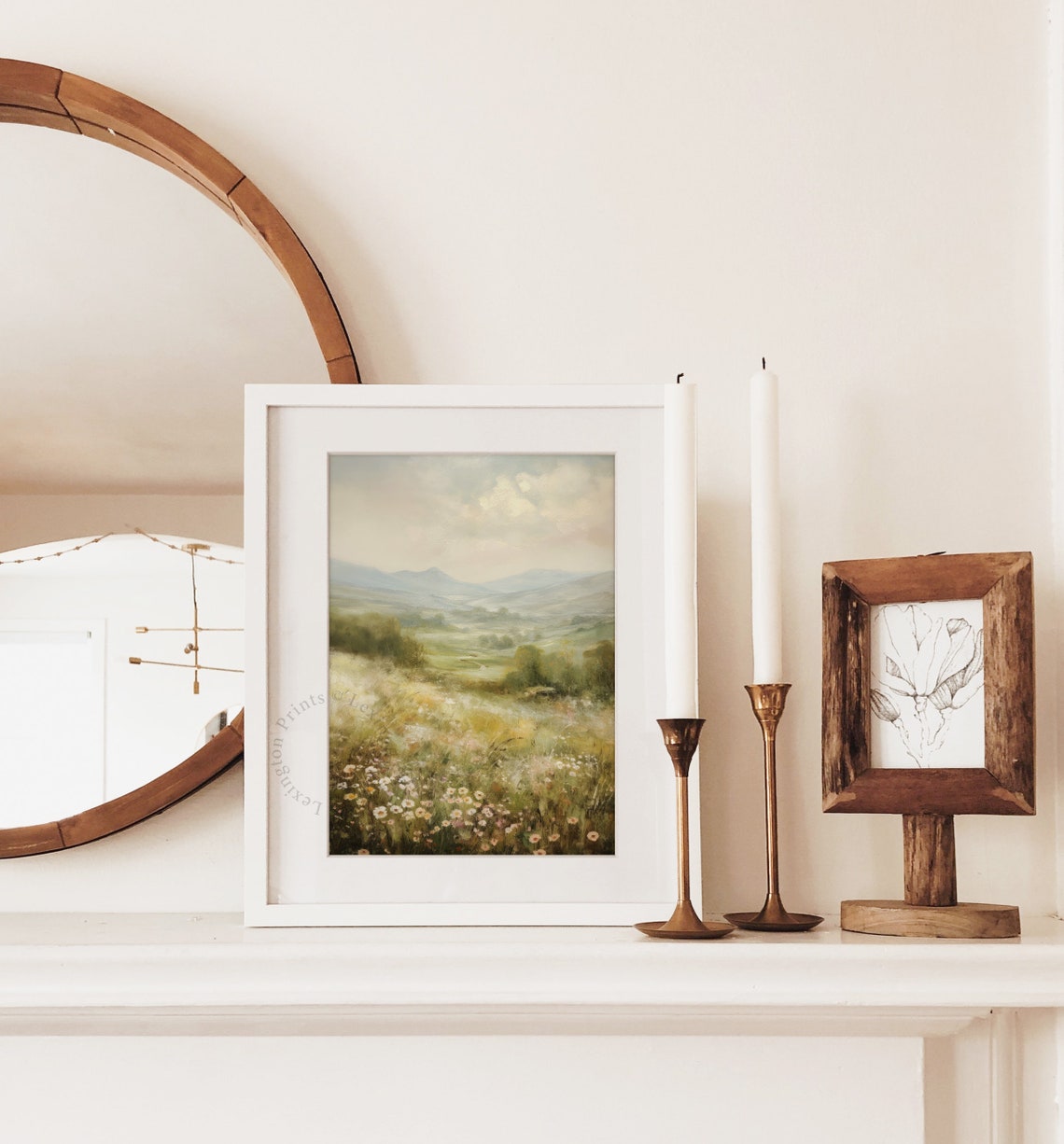 Wildflower Field Rolling Hills Soft Pastel Spring Landscape Wall Art - Image 6