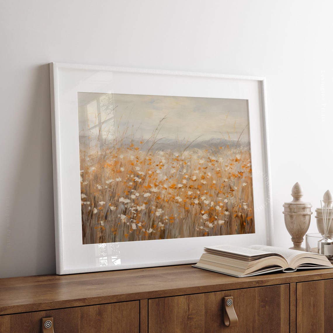 Fall Wildflower Field Warm Autumn Tones Rustic Landscape Poster - Image 4