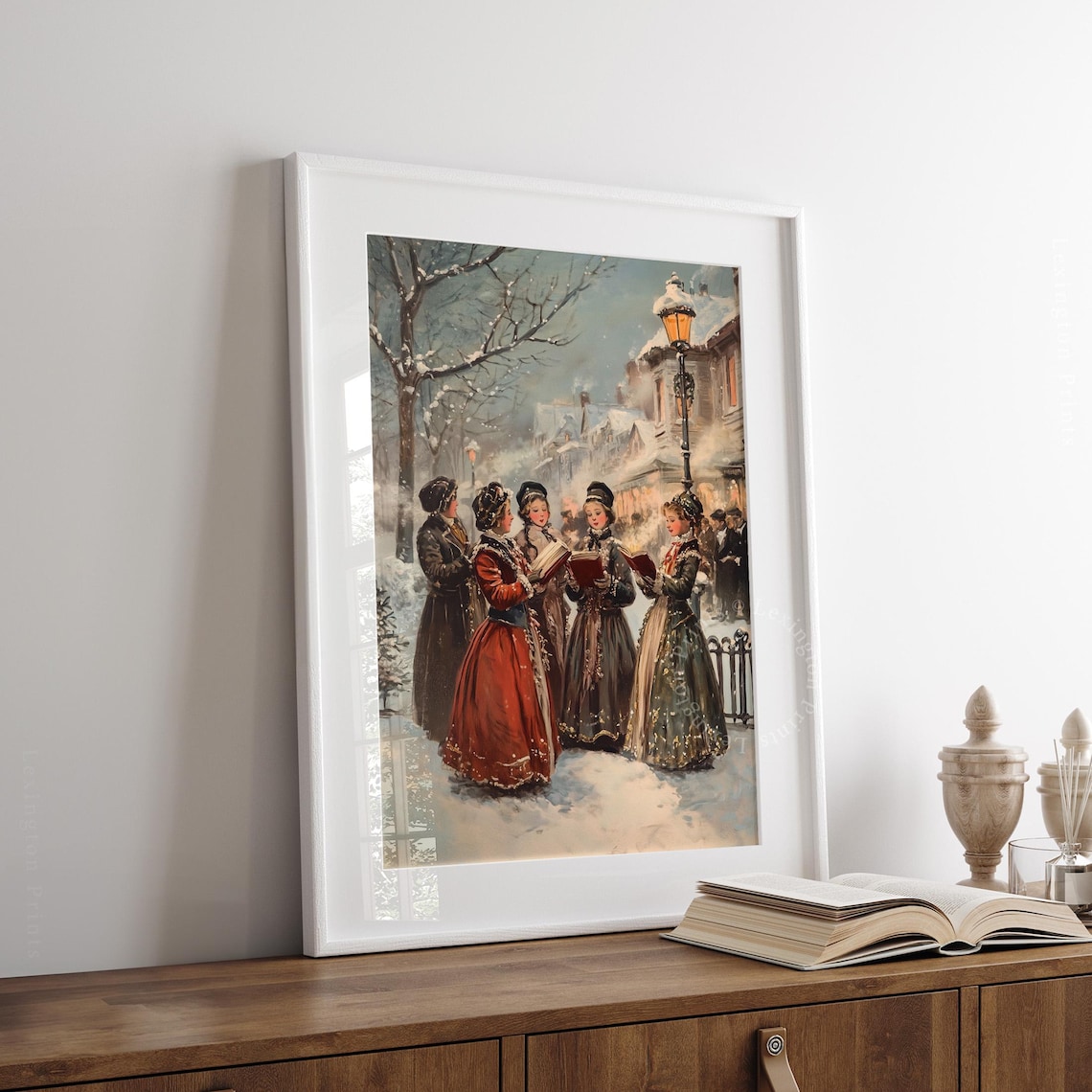 Victorian Christmas Carolers Snowy Vintage Holiday Street Poster - Image 7