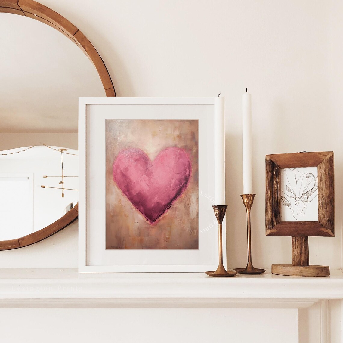 Valentines Pink Heart Print, Vintage Wall Art - Image 3