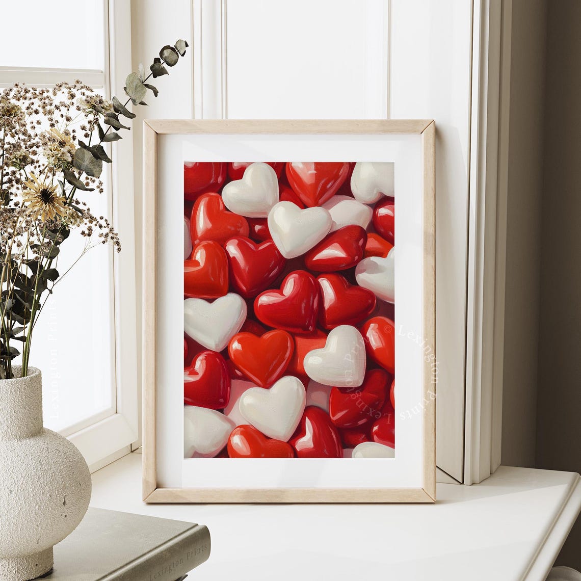 Glossy Red White Candy Hearts Valentine Day Romance Bedroom Poster - Image 6