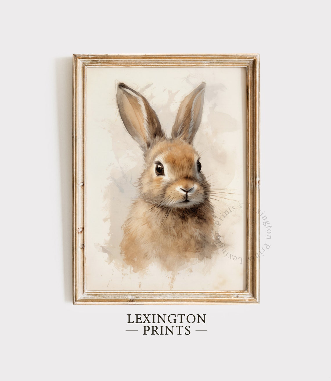 Sweet Watercolor Bunny Rabbit Portrait Woodland Nursery Wall Art - Image 6