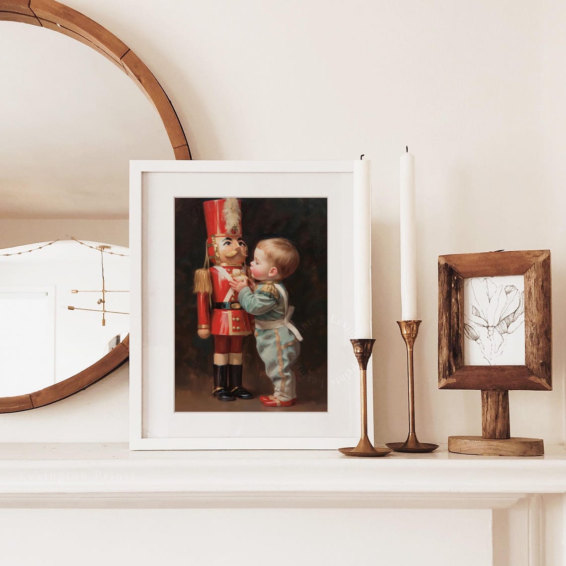 Toddler Hugging Nutcracker Soldier Christmas Portrait Poster - Image 2