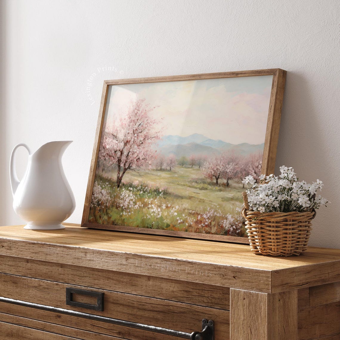 Cherry Blossom Orchard Spring Meadow Landscape Painting Poster - Image 4