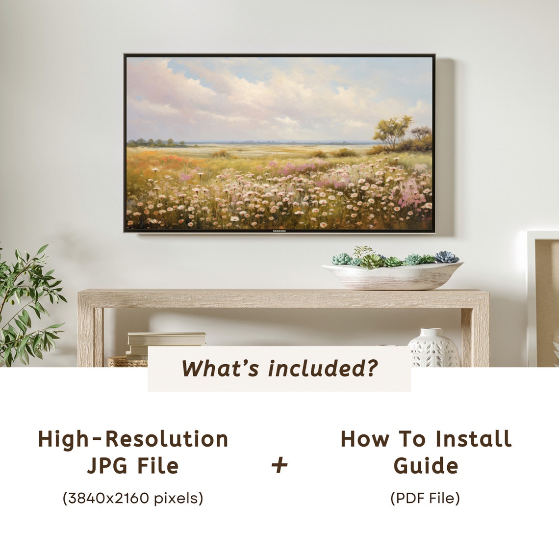 Wildflower Prairie Meadow Under Cloudy Sky Frame TV Style Poster - Image 6