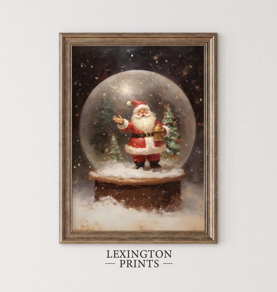 Santa Christmas Wall Art Santa Snowglobe Christmas Oil Painting Christmas Santa Art Cottagecore Vintage Christmas Print Winter Art Cute 295 - Image 2