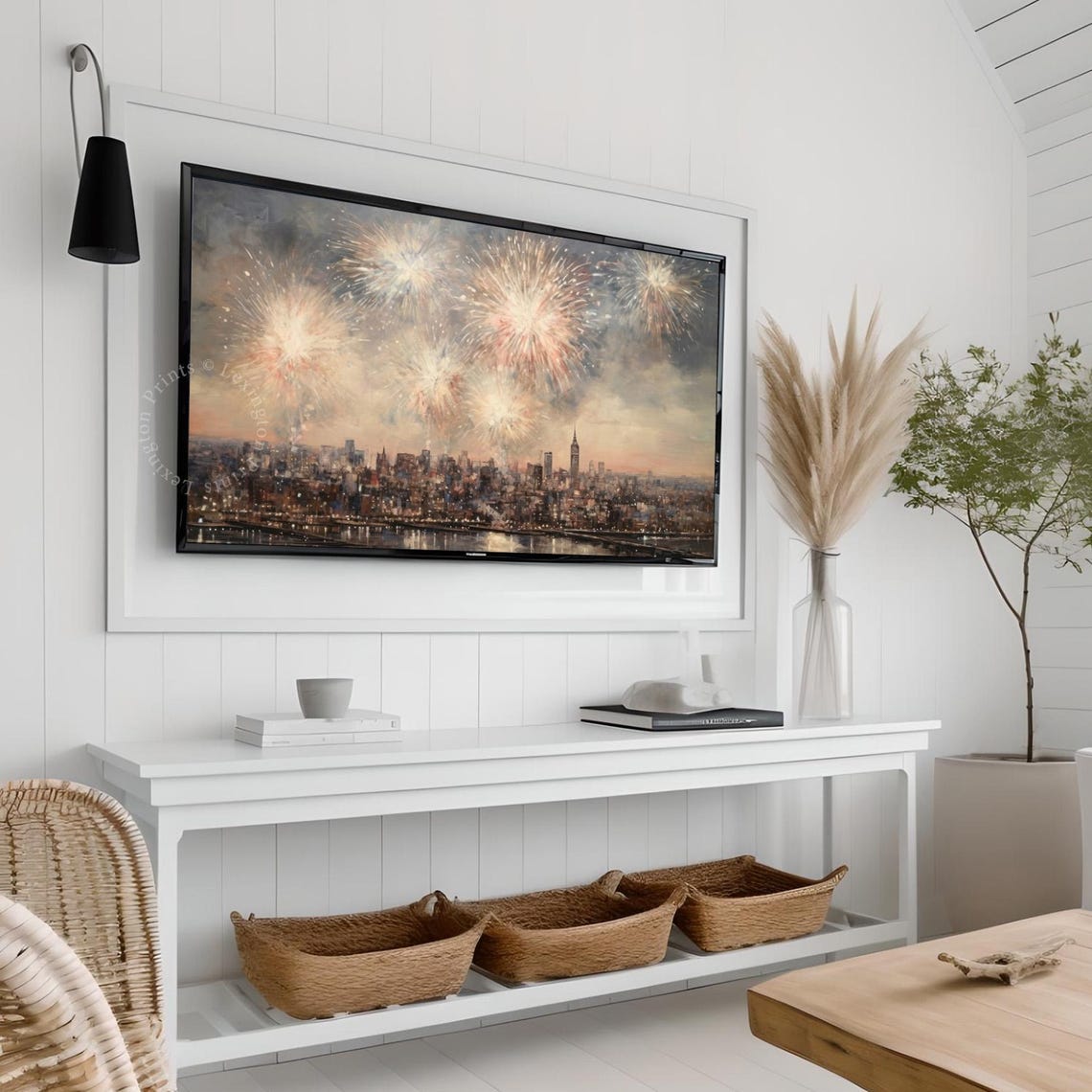 New York City Fireworks Over Skyline Night Celebration Poster - Image 7
