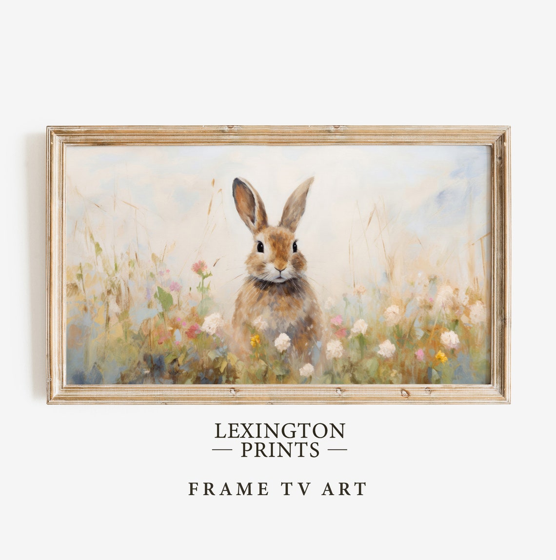 Bunny Rabbit in Pastel Flower Meadow Soft Spring Kids Decor Poster - Image 8