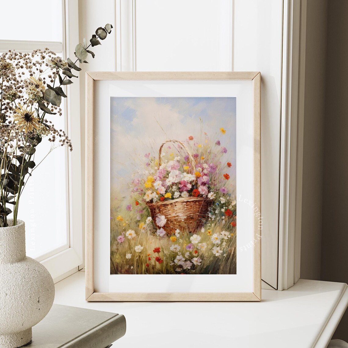 Wildflower Basket Meadow Bouquet Vintage Floral Oil Painting Poster - Image 6