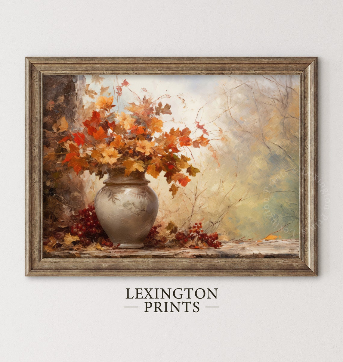 Autumn Leaf Bouquet in Vase Fall Harvest Floral Decor Poster - Image 2