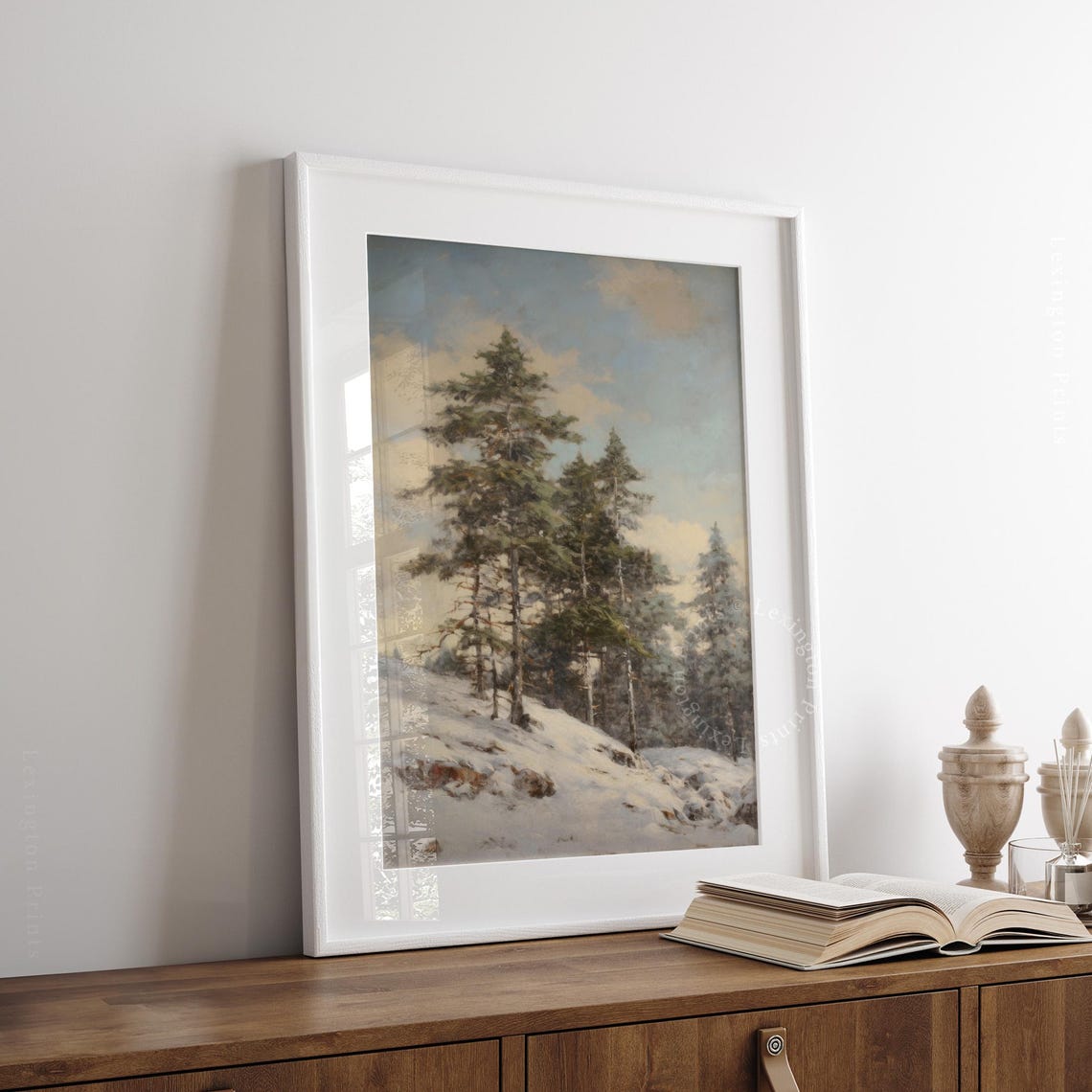 Vintage Winter Landscape Painting Vintage Christmas Wall Art Forest Wall Art Christmas Decor Moody Wall Art Nature Wall Art Seasonal Art 232 - Image 7