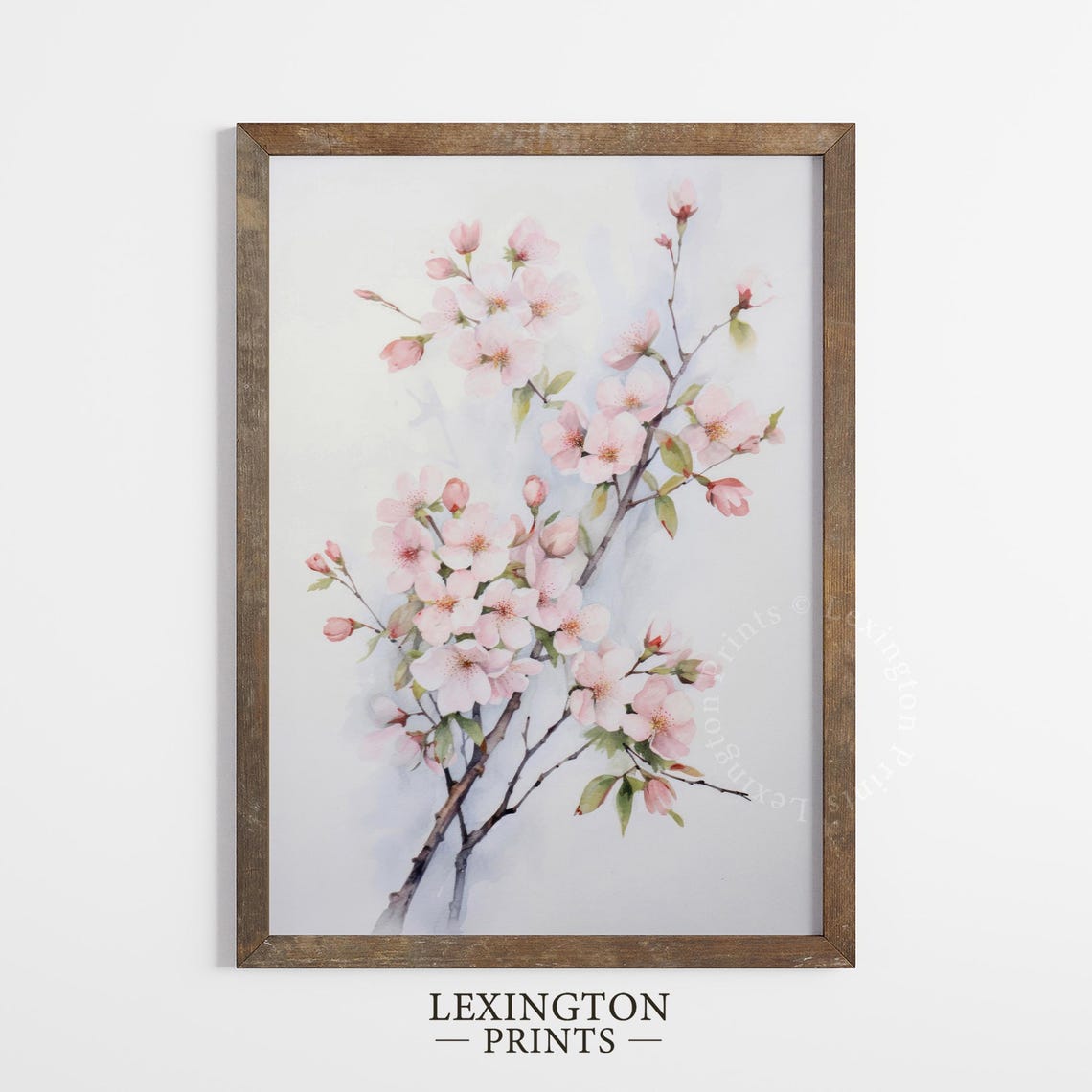 Pink Cherry Blossom Branches Delicate Spring Watercolor Wall Art - Image 4