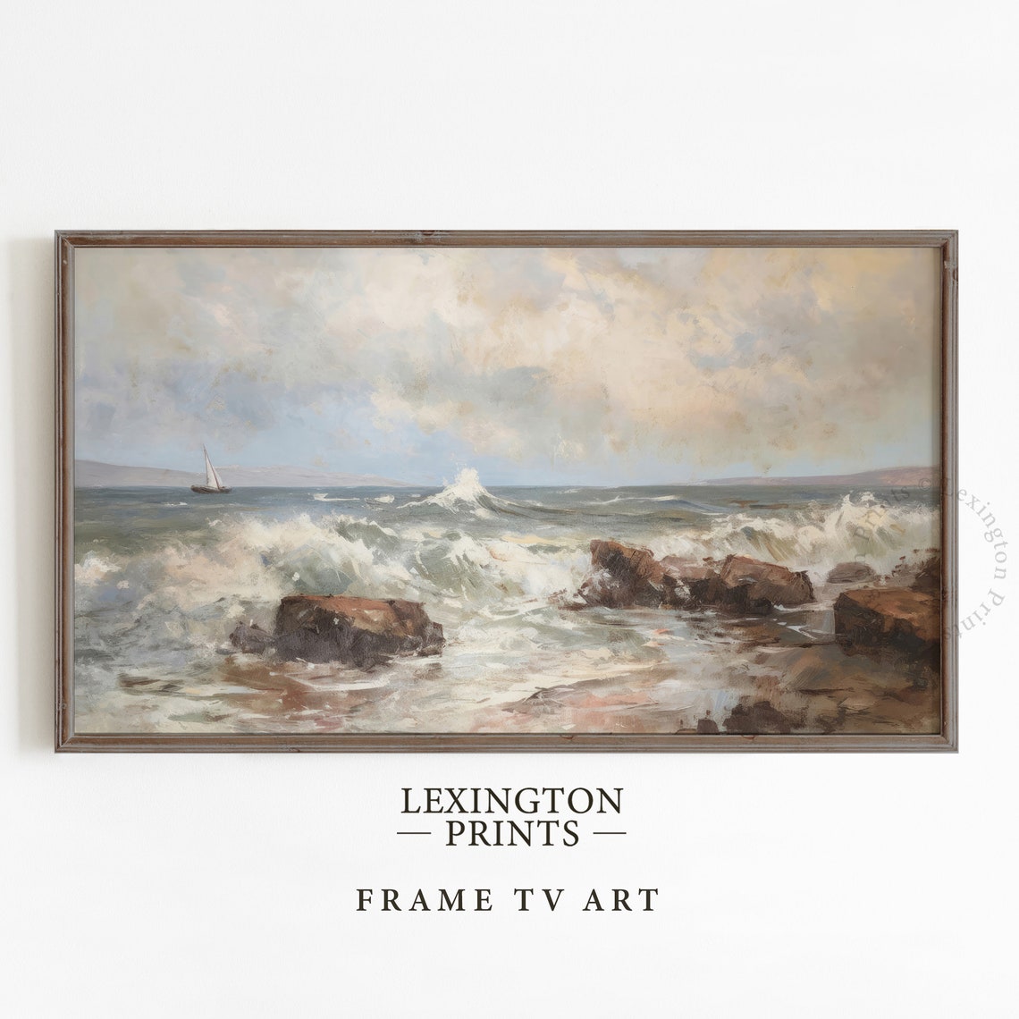 Dark Ocean Waves Tv Art Coastal Tv Art Frame Tv Art Ocean Tv Art Beach Art Coastal Tv Art Vintage Coastal Wall Art Moody Art 691 - Image 5