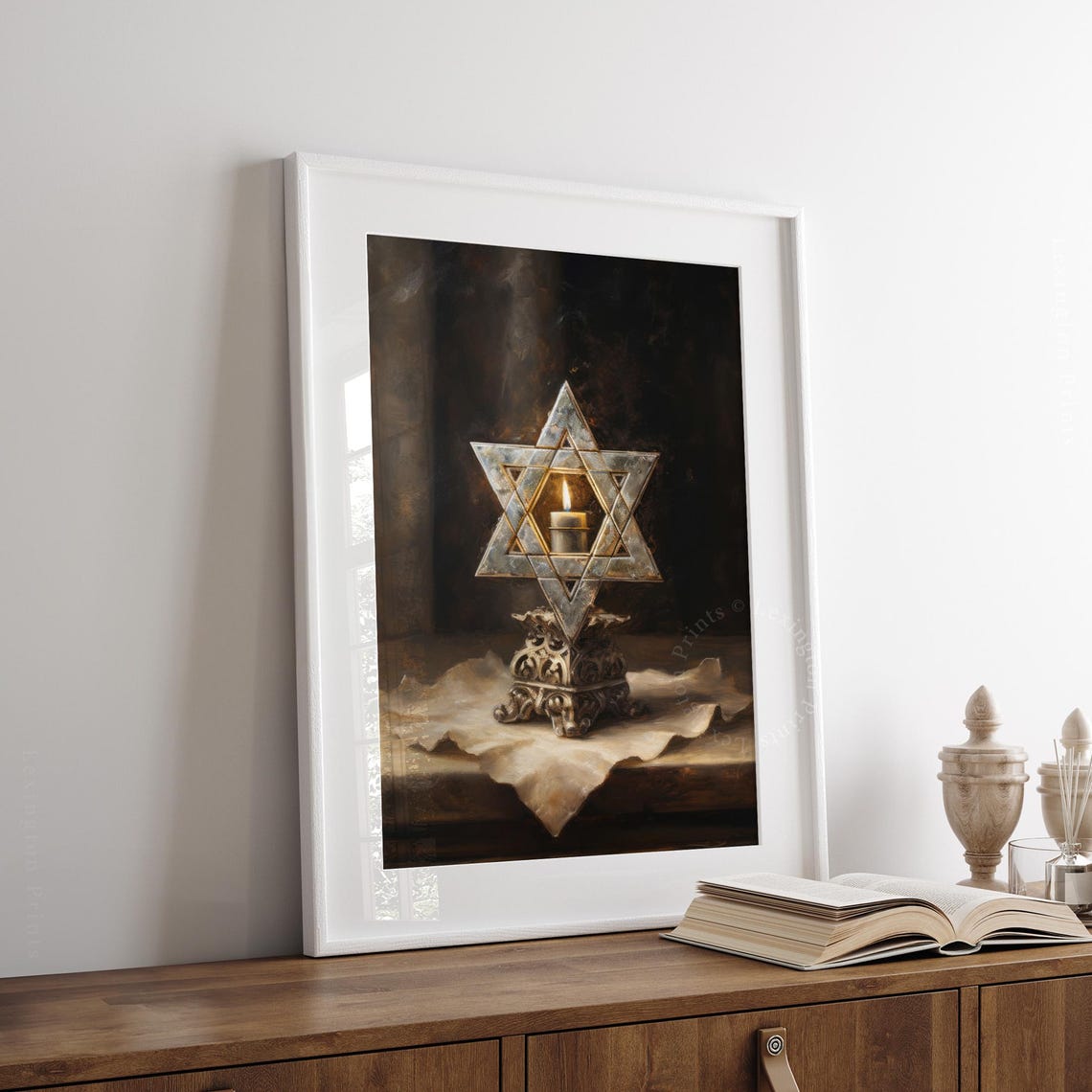 Vintage Jewish Wall Art Star Of David Art Oil Painting Art Jewish Print Star Of David Religious Art Hanukkah Decor Judaica Art 375 - Image 8