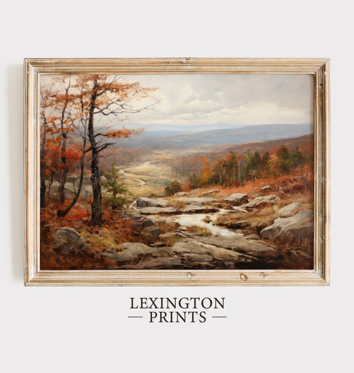 Rocky Autumn Valley River Vintage Oil Painting Landscape Poster - Image 6