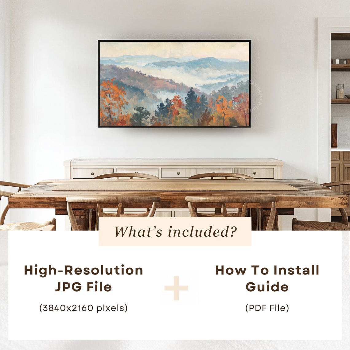 Foggy Fall Mountains with Orange Autumn Trees Frame TV Art Print - Image 6