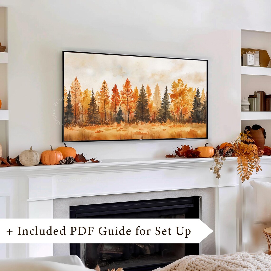 Fall Forest Watercolor Tv Art Frame Tv Art Fall Forest Wall Art Moody Watercolor Tv Art Fall Tv Art Autumn Tv Art Farmhouse 893 - Image 8
