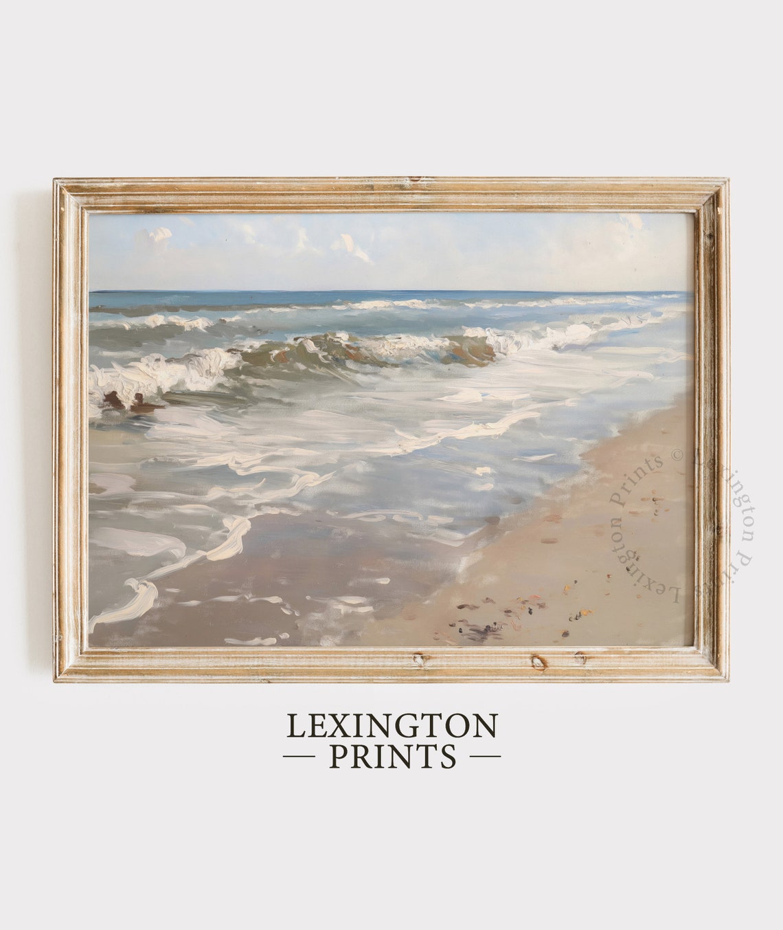 Soft Ocean Waves Washing Over Sandy Shore Beach Painting Poster