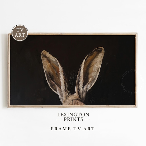 Easter Bunny Ears Dark Moody Minimalist Spring Painting Poster