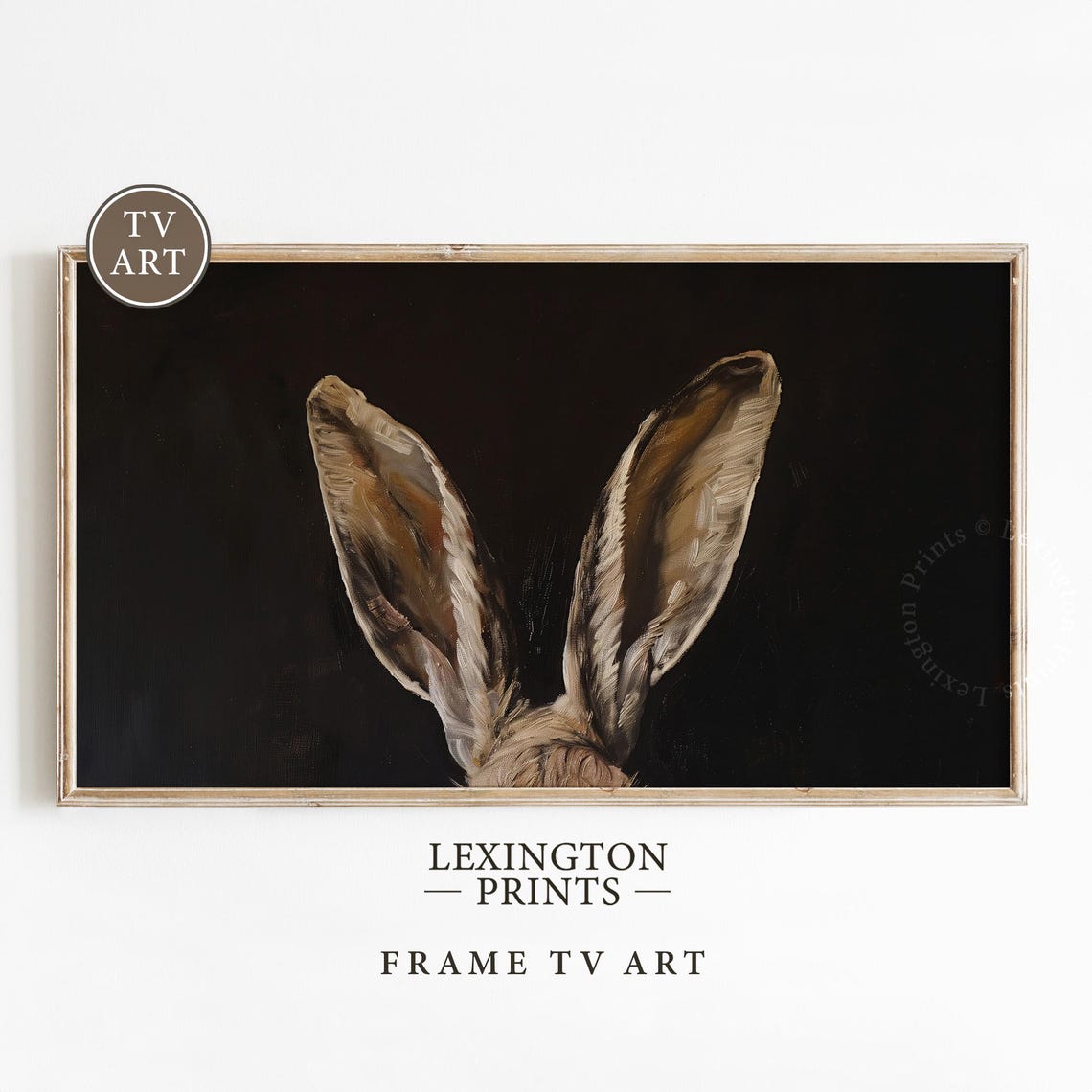 Easter Bunny Ears Dark Moody Minimalist Spring Painting Poster