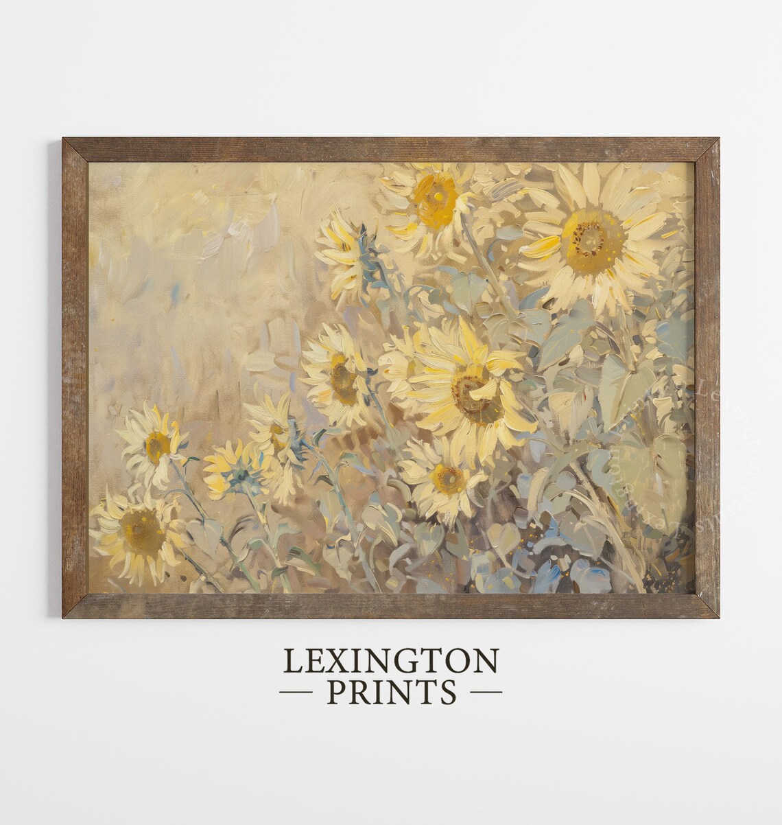 Soft Yellow Sunflowers Impressionist Pale Floral Meadow Art Poster - Image 4