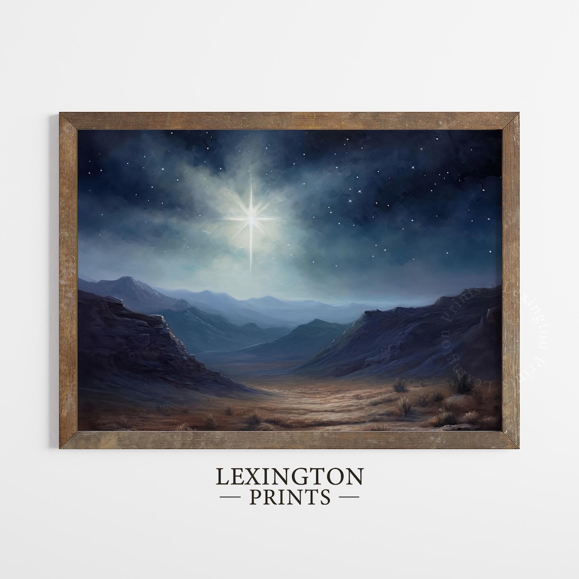 Star of Bethlehem Christmas Star Night Sky Desert Mountain Poster - Image 4