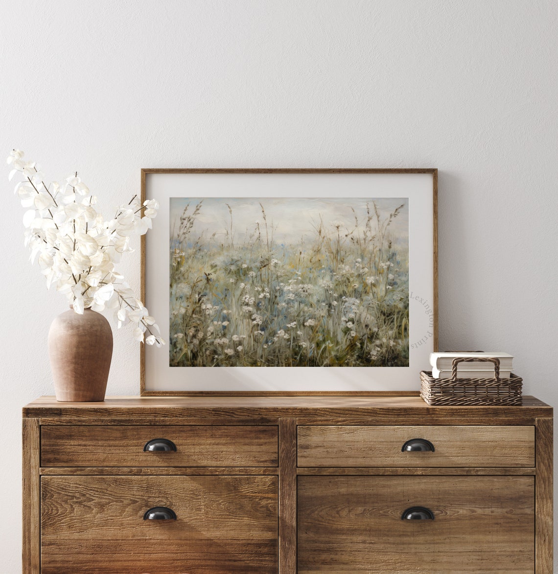 Sage Wildflower Meadow Soft Botanical Impressionist Landscape Poster - Image 8