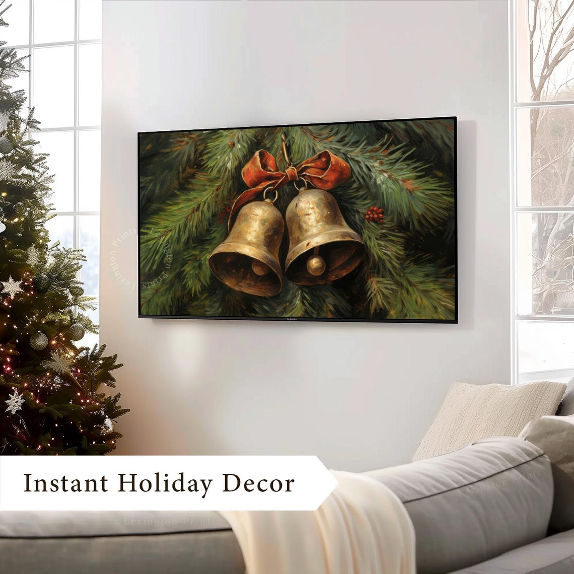 Christmas Jingle Bells Christmas Frame Tv Art Christmas Wall Art Winter Print Vintage Christmas Tv Christmas Decor Holiday Art Bell Art 432 - Image 4