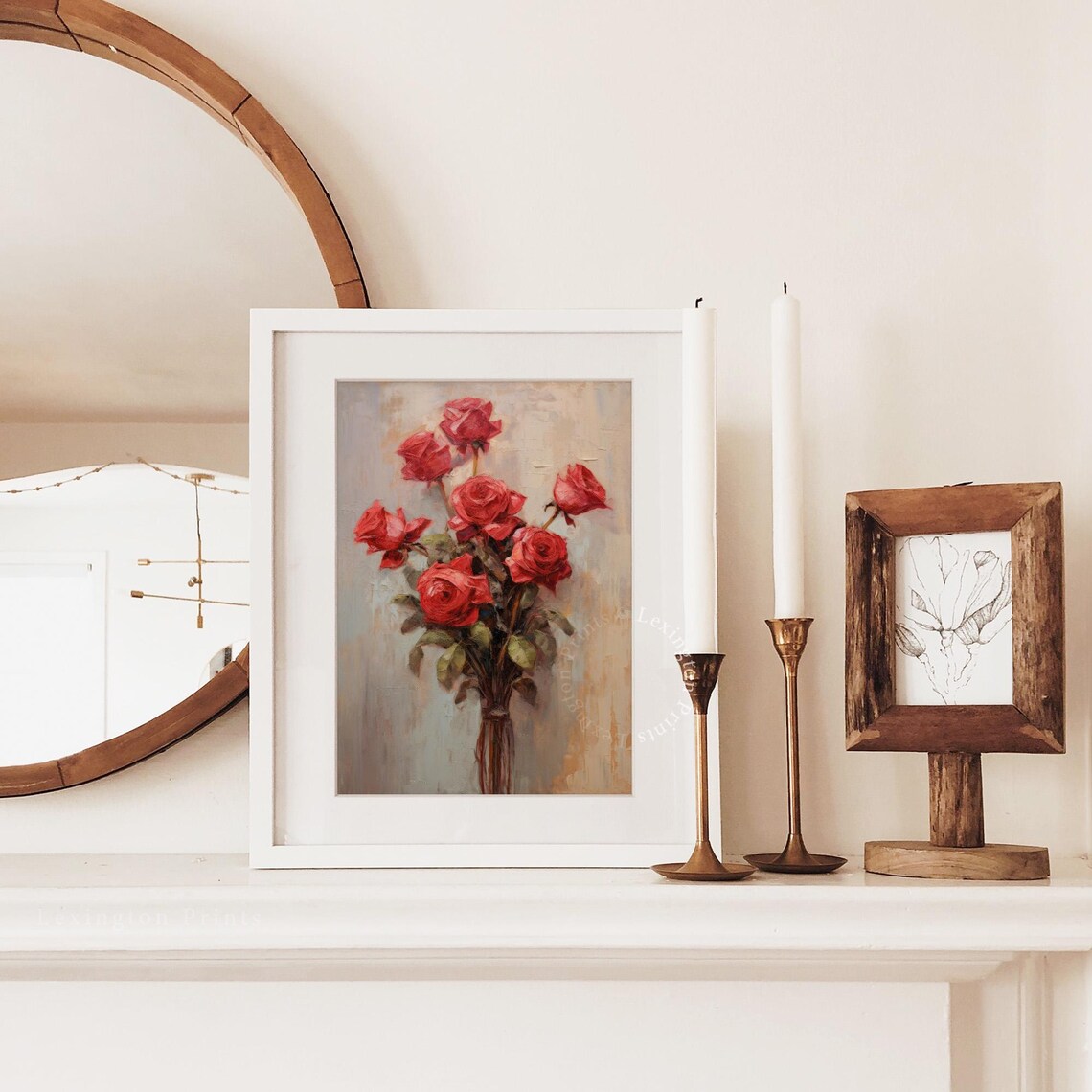 Red Roses Bouquet Vintage Floral Oil Painting Romantic Art Poster - Image 7
