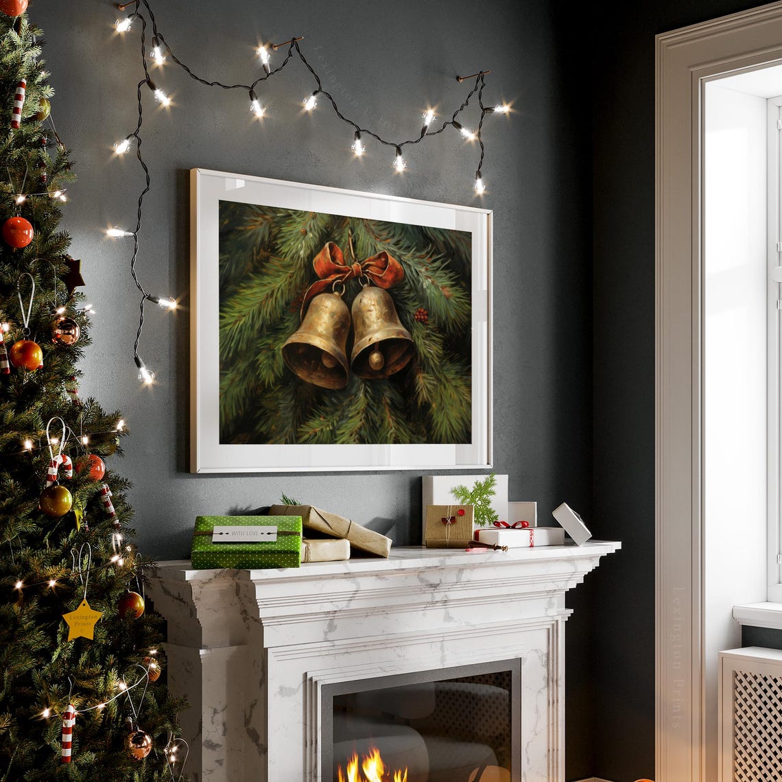 Christmas Jingle Bells Christmas Wall Art Brass Bells Vintage Christmas Print Winter Print Christmas Oil Painting Holiday Art 300 - Image 7
