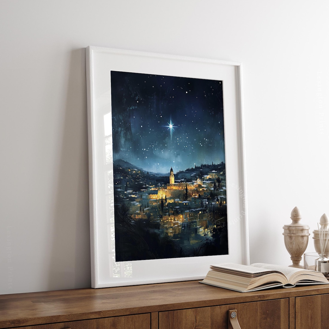 Bethlehem Starry Night Nativity Town Christmas Painting Poster - Image 8