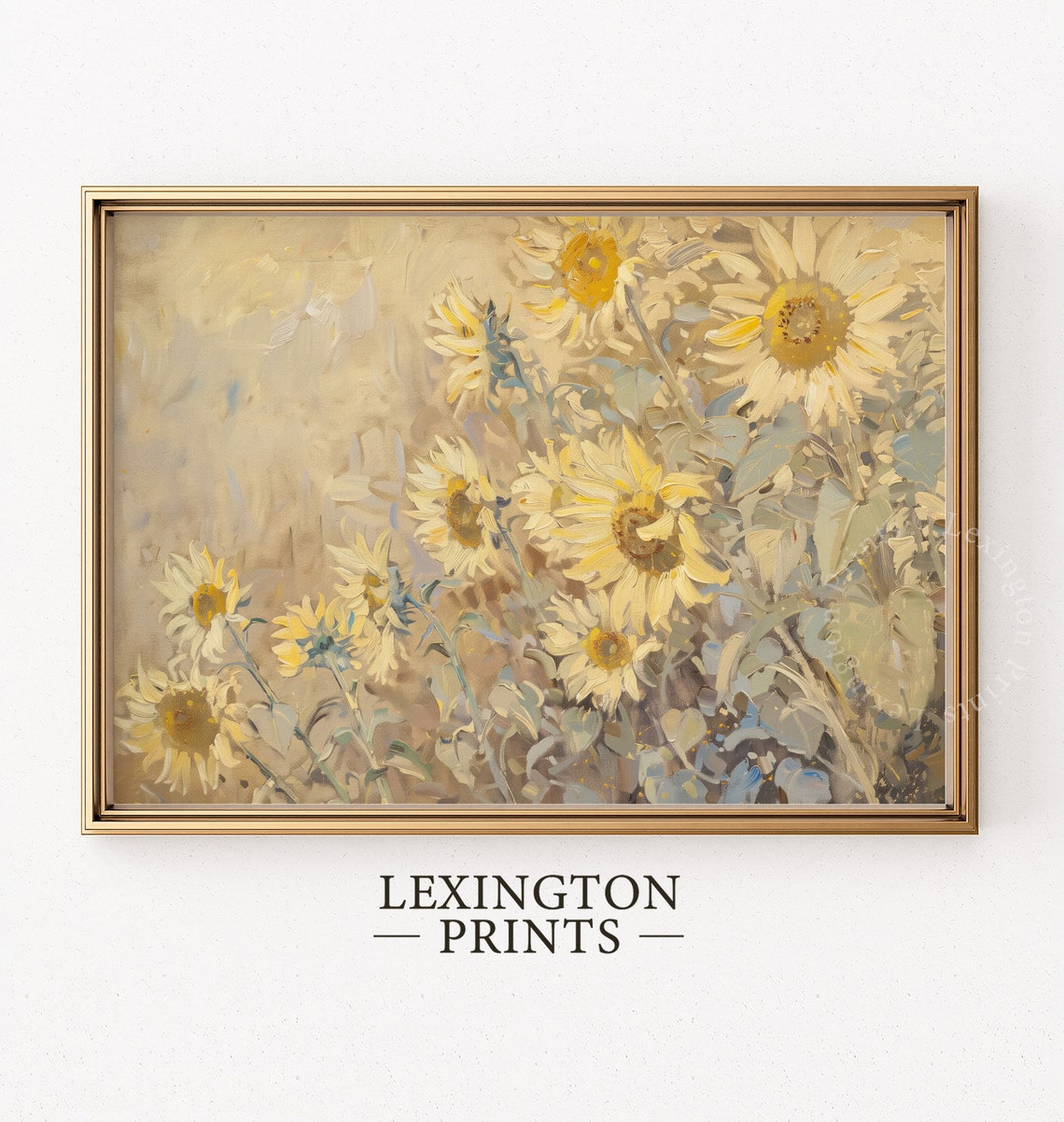 Soft Yellow Sunflowers Impressionist Pale Floral Meadow Art Poster - Image 5