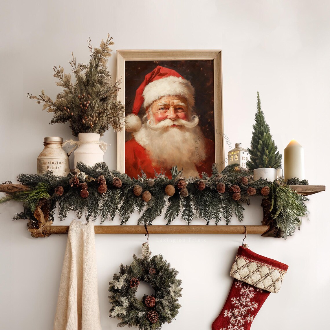 Classic Santa Claus Portrait Vintage Christmas Oil Painting Poster - Image 6