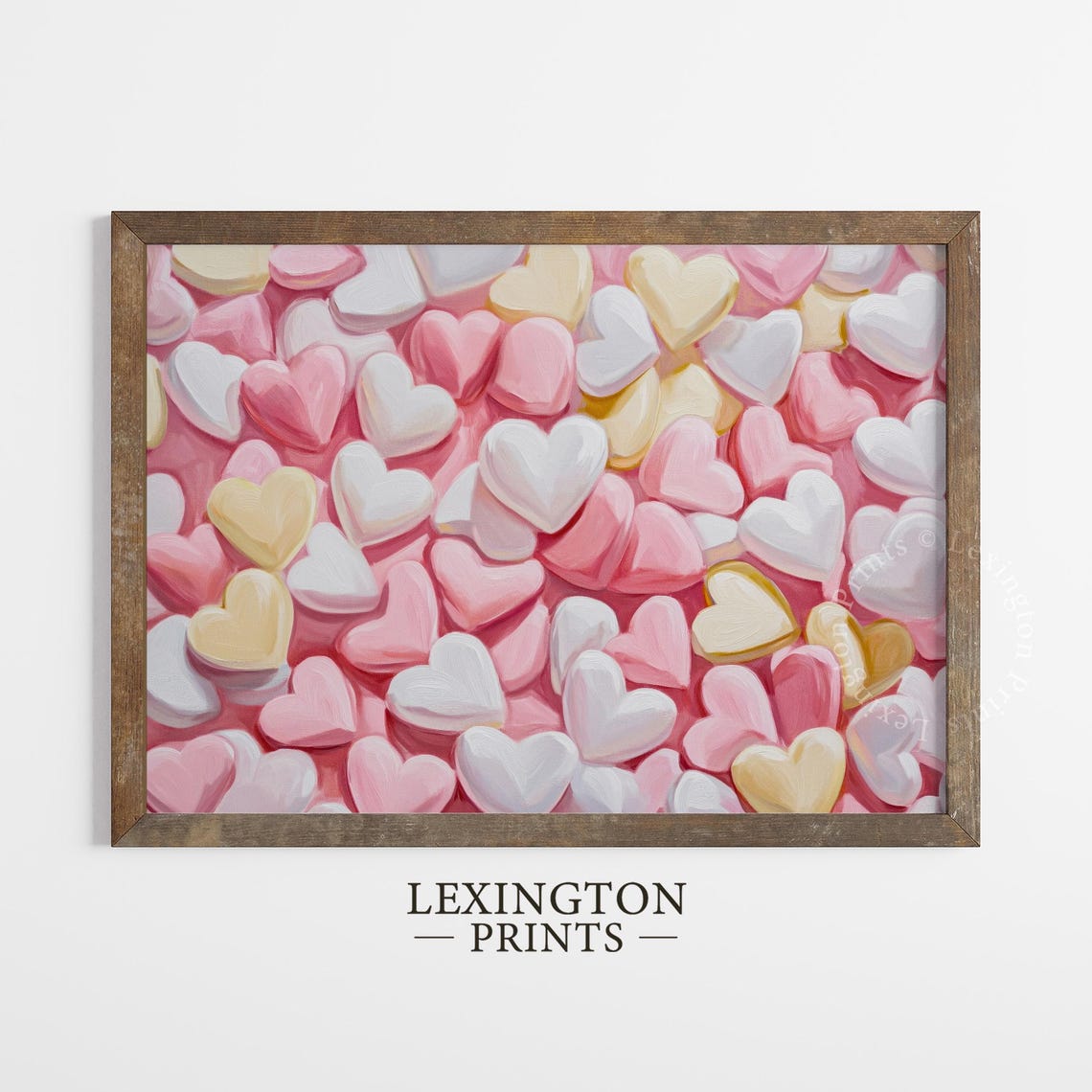 Pastel Candy Hearts Valentines Day Love Pattern Nursery Wall Art - Image 4