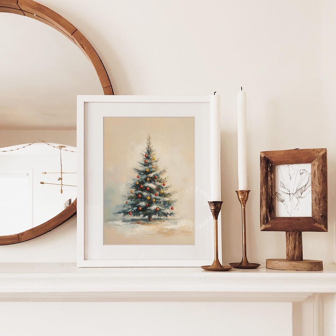 Minimalist Christmas Tree with Red and Gold Ornaments Holiday Poster - Image 2