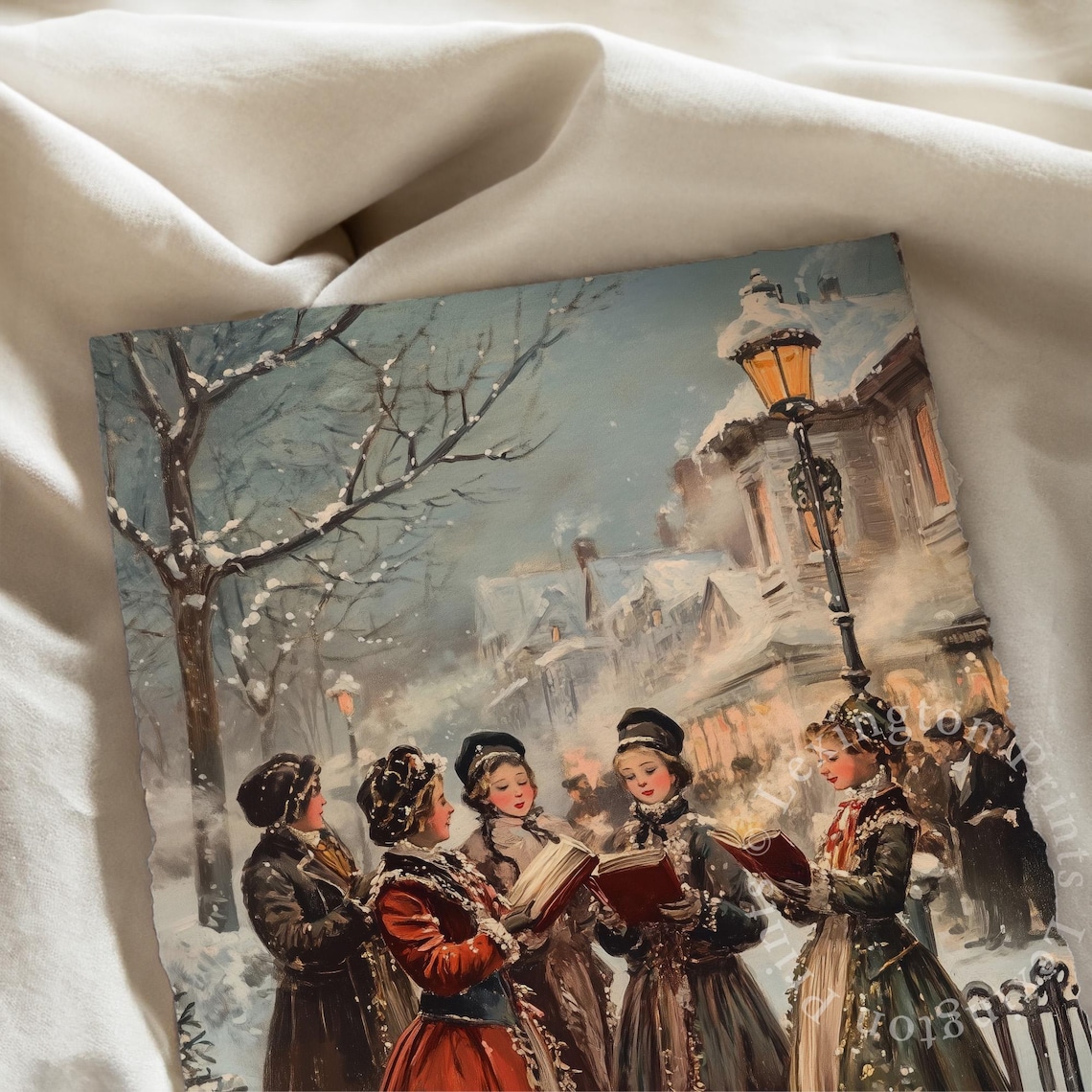 Victorian Christmas Carolers Snowy Vintage Holiday Street Poster - Image 8