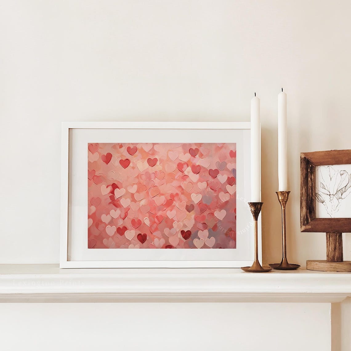 Valentines Day Red Pink Hearts Pattern Romantic Love Decor Poster