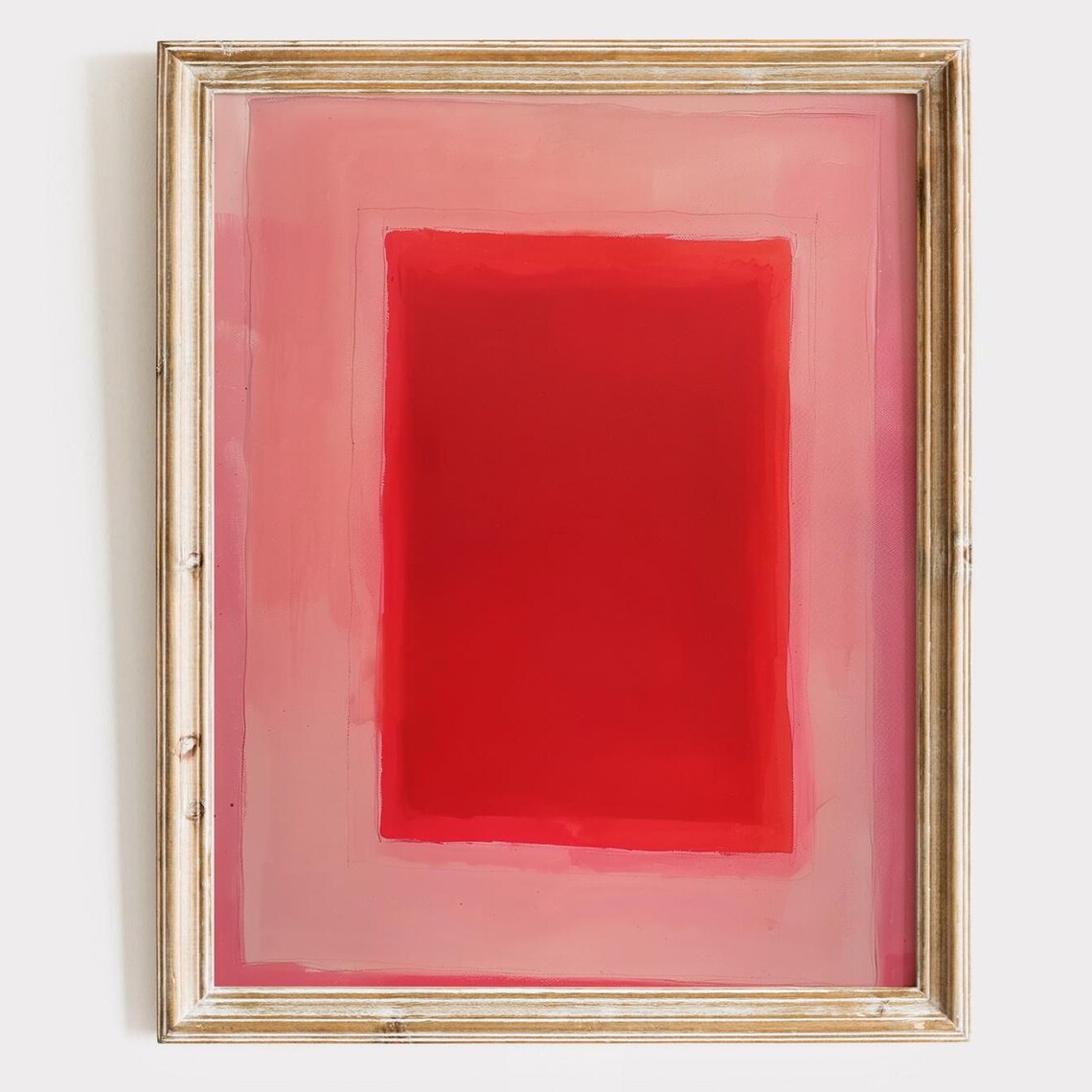 Red Rectangle Abstract Print, Modern Color Block